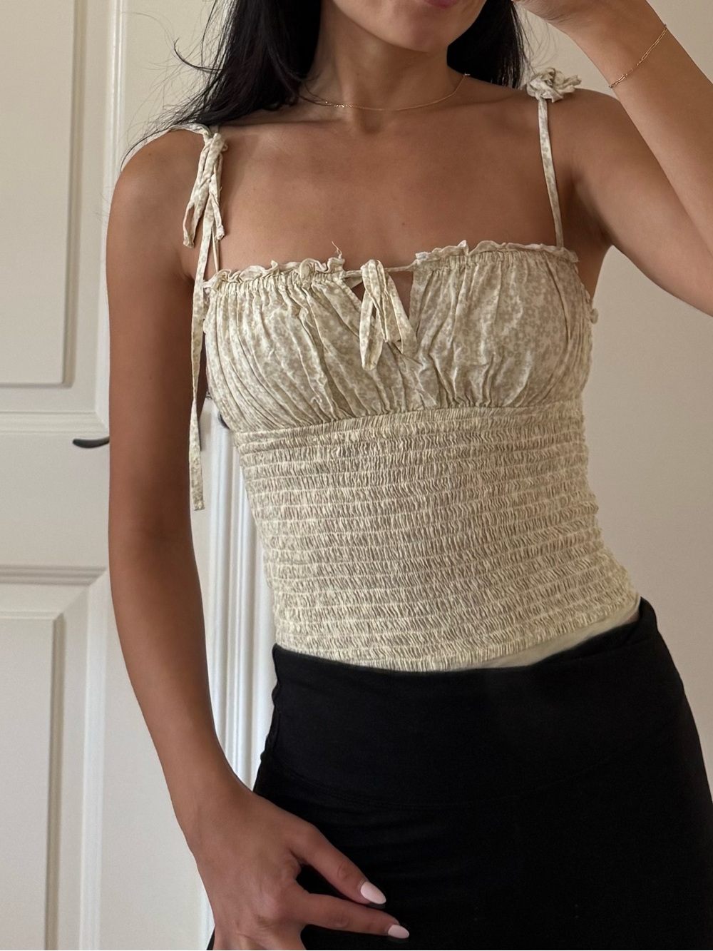FREE PEOPLE Tie-Shoulder Bodysuit in Cream